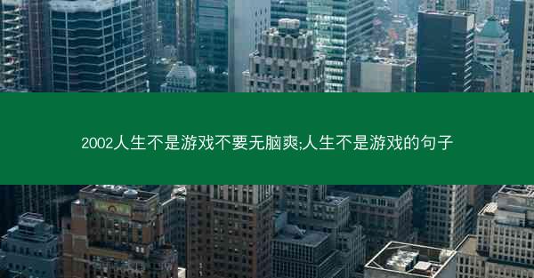 2002人生不是游戏不要无脑爽;人生不是游戏的句子