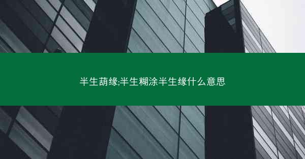 半生葫缘;半生糊涂半生缘什么意思