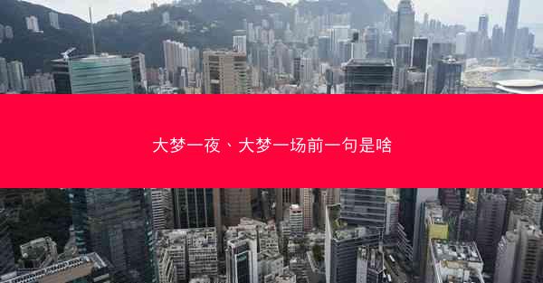 大梦一夜、大梦一场前一句是啥